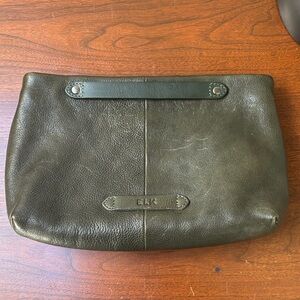 ELK Leather Clutch - Olive Green